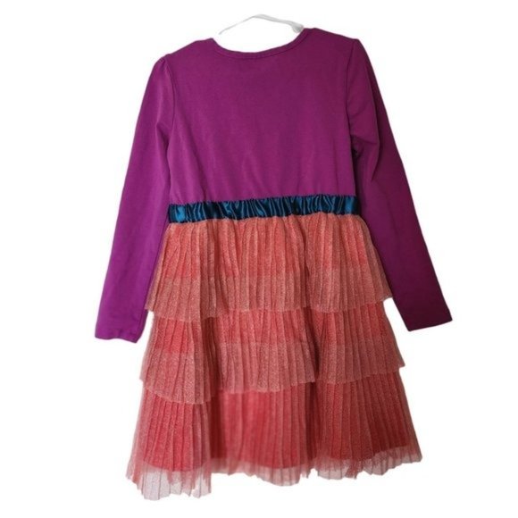Hanna Andersson Dress Tulle Sparkle Purple Ruffle Bow size 110 size 5 Years - Picture 7 of 7